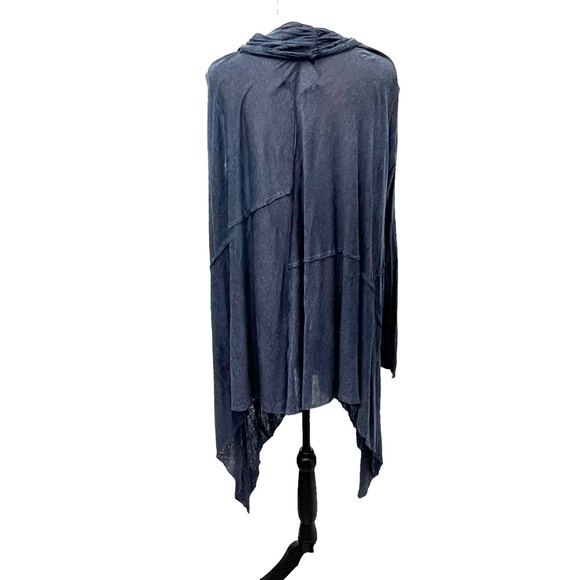 CUT25 BY YIGAL AZROUEL DENIM BLUE SILK/VISCOSE OPEN ASYMMETRICAL CARDIGAN - Picture 7 of 16